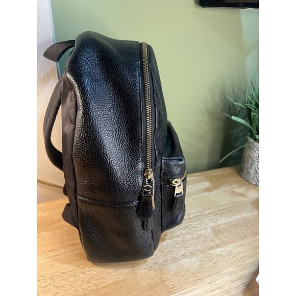 coach backpack black leather Medium Charlie Medium Style Exchange Boutique a side handle for quick carry Coach Leather Backpack. Black -